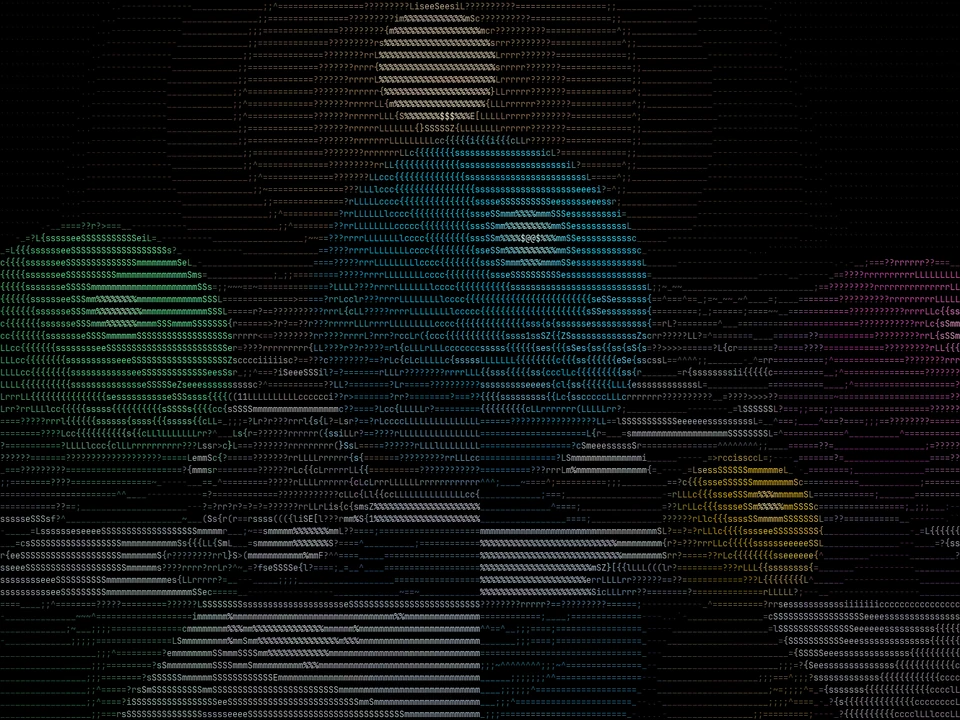 La misma escena convertida en arte ASCII a color